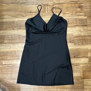 Black satin mini dress